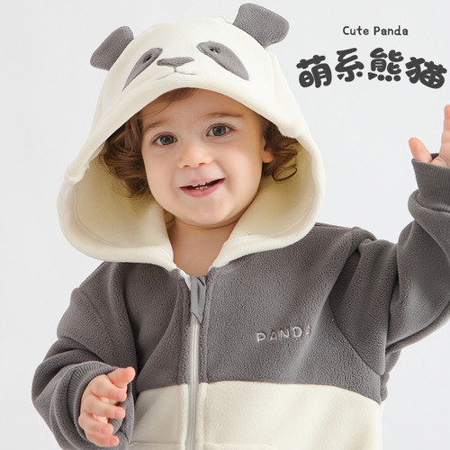 Baby onesie in the style of David Bellamy, animal-themed and super cute, suitable for spring and autumn/winter, unisex, anti-static, crawling suit for boys