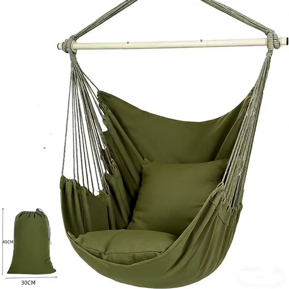 Tres plegas de hierro militar sillón verde + 2 almohada + bolsa de almacenamiento