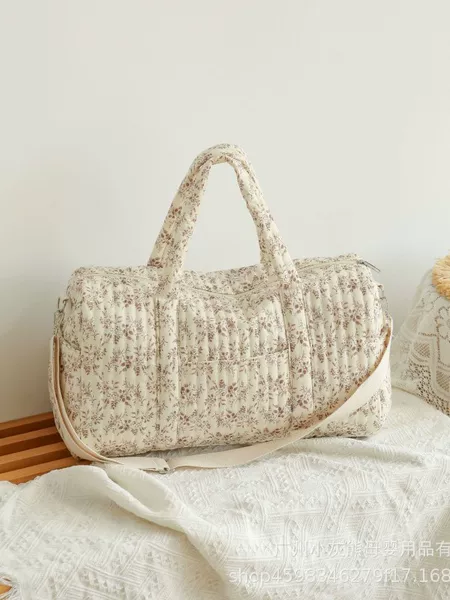 Korean-Style Floral Print Multifunctional Handbag for Mothers and Babies, Large Capacity Diaper Bag, Portable Travel Bag for Outings