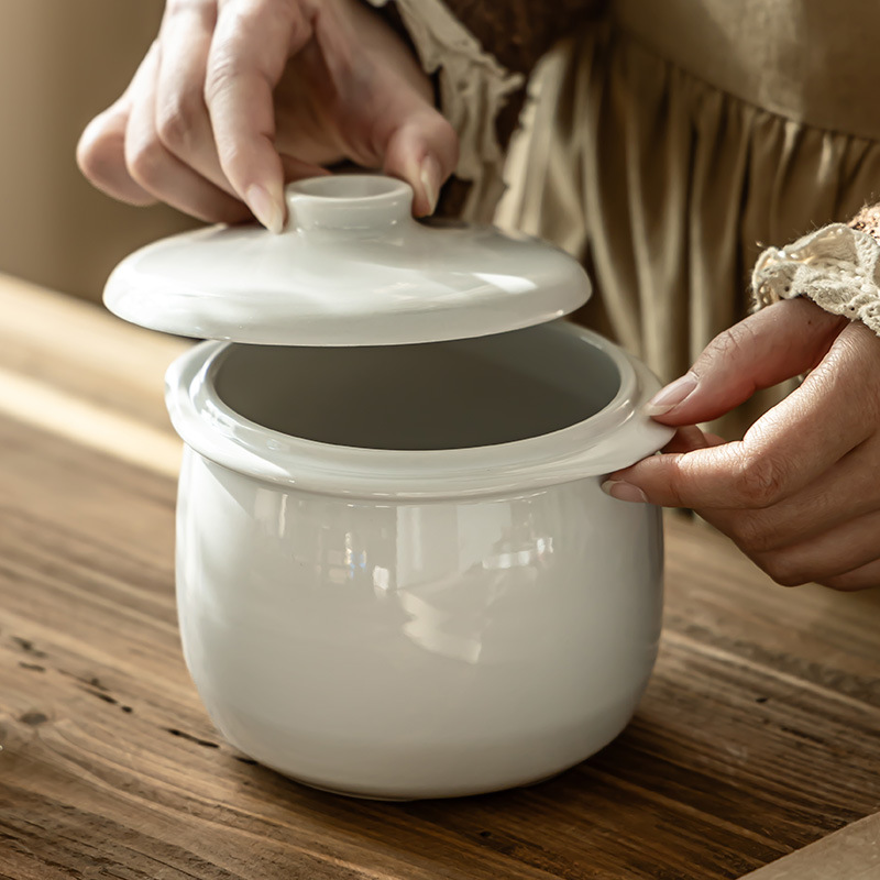 Pot de cerámica a prueba de agua estofado casero con cubierta pequeña olla de azulejo al por mayor vajilla sopa de huevo estofado especial estofado