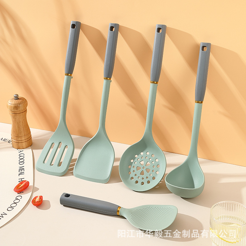 家用硅膠鏟廚具5件套裝食品級硅膠不沾鍋鏟子耐高溫湯勺工廠