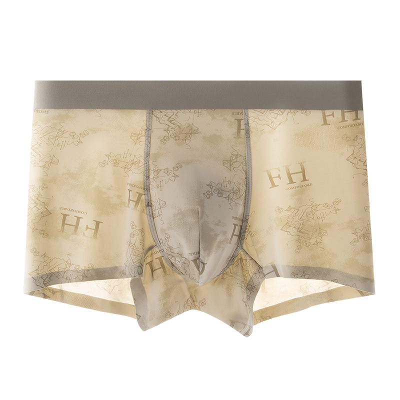Procesamiento de ropa interior de hombre de seda de hielo personalizada, calzoncillos bóxer cómodos transpirables de secado rápido sin costuras de verano, pantalones cortos de hombre de talla grande
