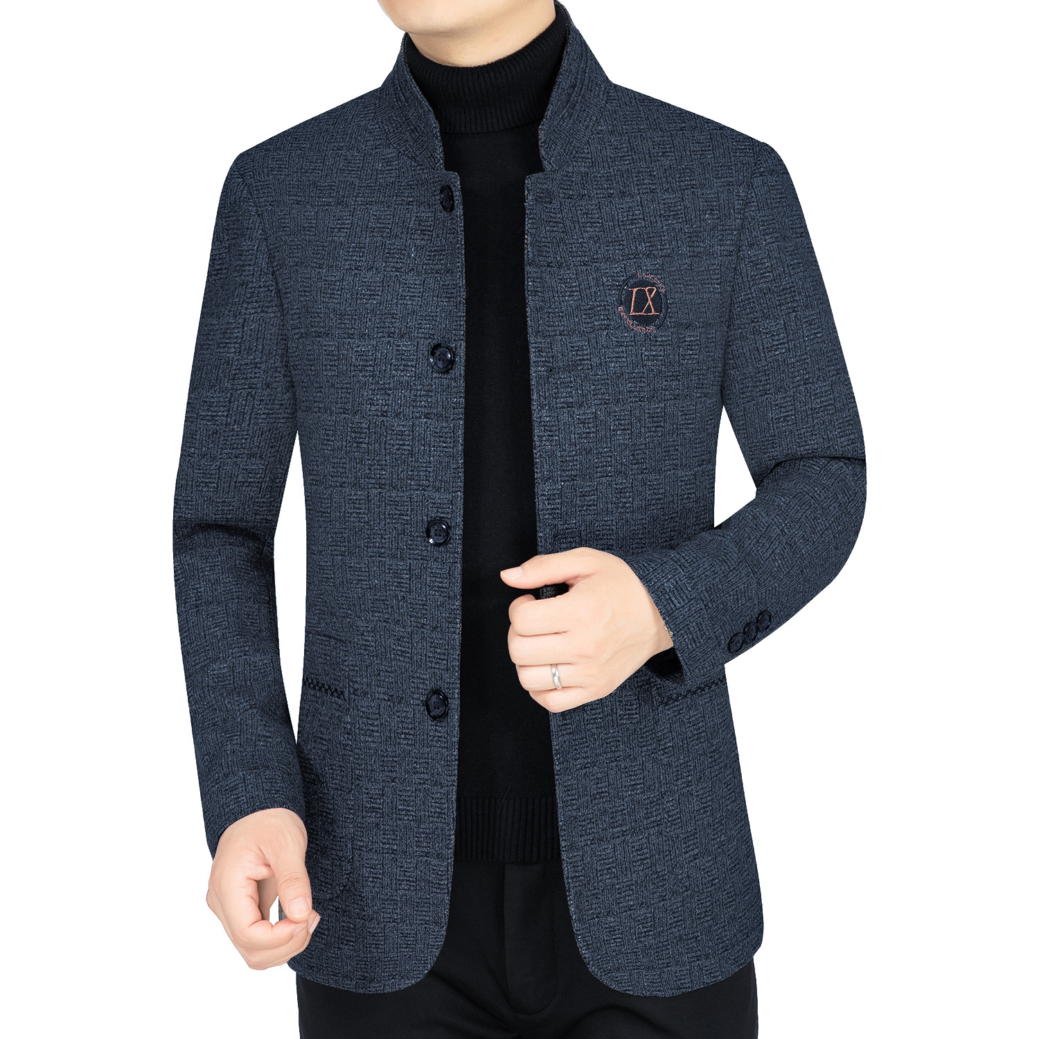 Pierre Cardin-style men's suit jacket, casual dark pattern Korean-style small suit, formal top, trendy
