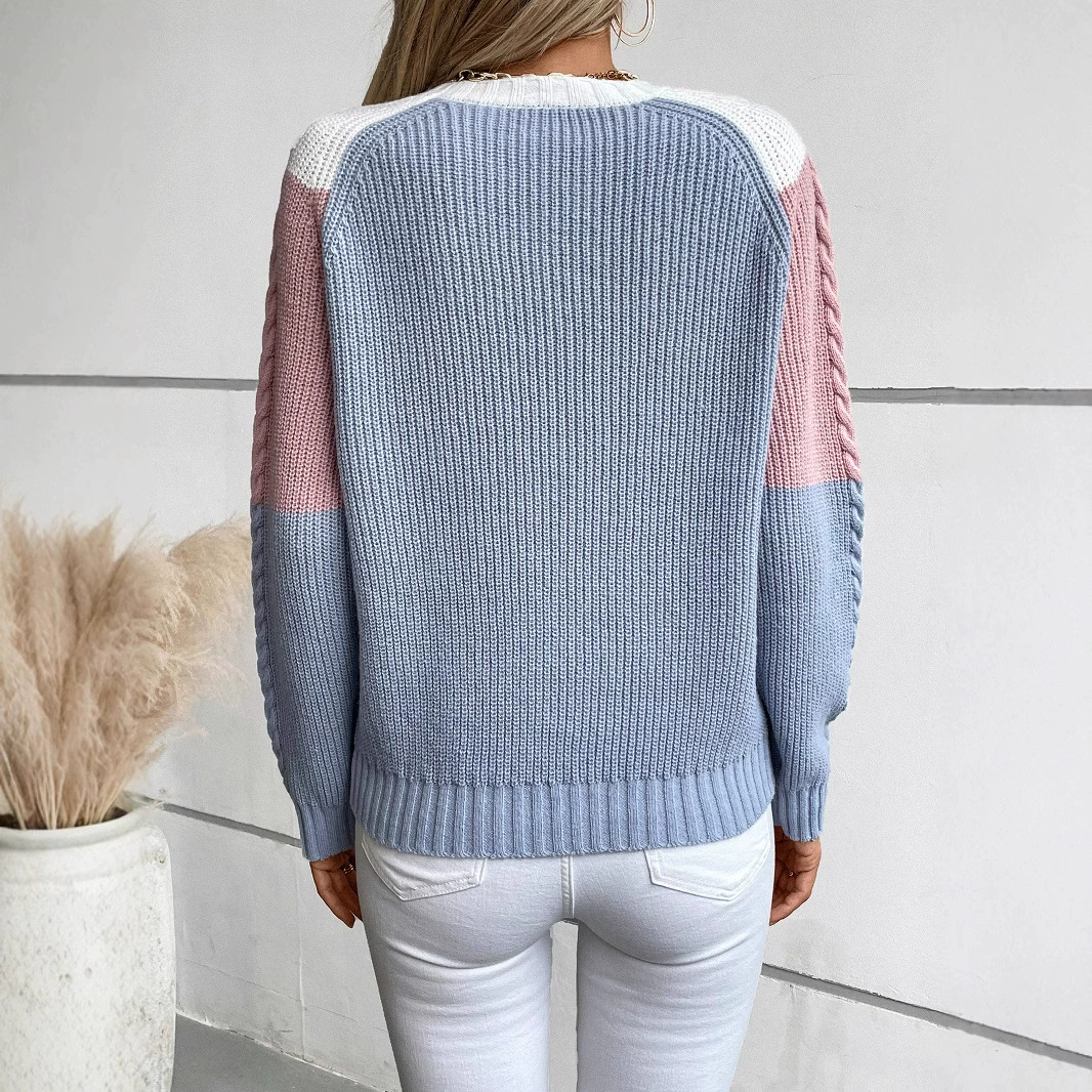 Осенний вязаный свитер для отдыха с круглым воротом, slim fit,