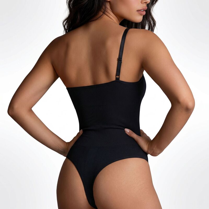 One-Shoulder Bodysuit for Women, Spicy Girl Style, Tight-Fitting Ribbed Thong Style, European and American Style, Same Style as Instagram Influencers, Base Layer Top