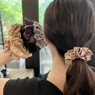 D13简约缎面大肠发圈女士发绳高级慵懒发饰头绳扎马尾皮筋头饰品