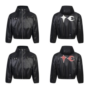 high quality Xingyue Jewelry Shoulder Pad Motorcycle Cotton-padded Jacket Leather Coat Men's and Women's Casual Thickened Hooded Jacket Coat Trendy