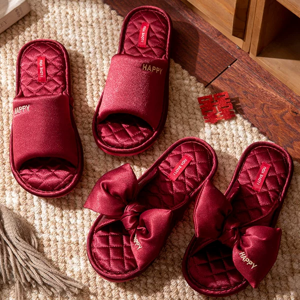 Wedding Slippers Red Couple Festive High-End Accessible Luxury Bride Wedding Dowry Indoor Home Spring & Fall Slippers