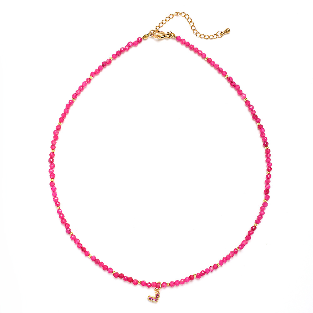 20g Weight Necklace Classification 1 Piece Quantity Travel Occasion Alloy, Agate Material Heart Shape Pattern Women's Gender Beaded Design Ethnic Style, Bohemian Style Ethnic Style Bohemian Heart Shape Alloy Agate Necklace In Bulk 3