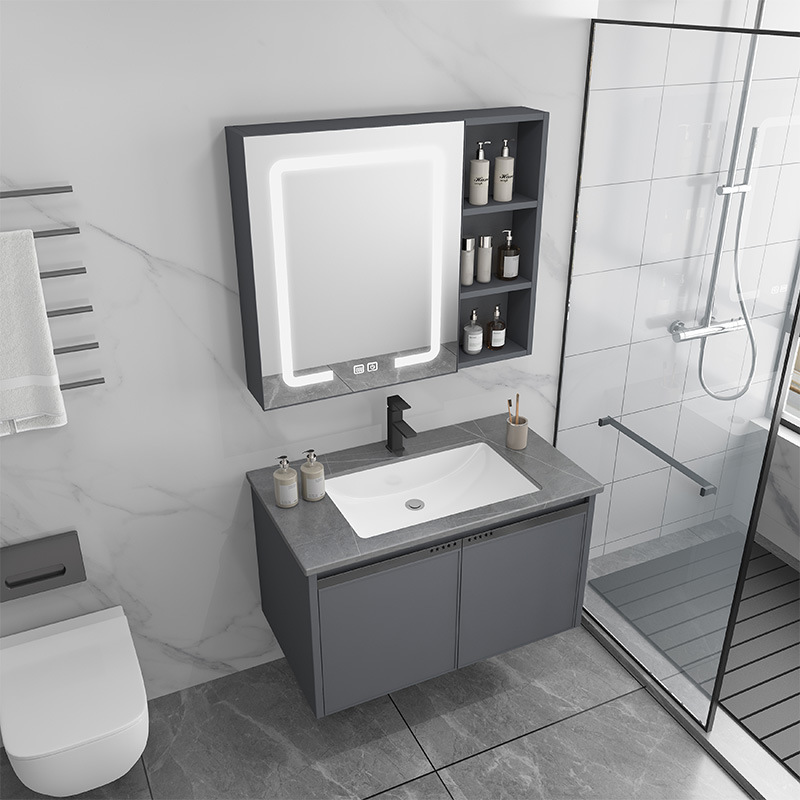 Gabinete de baño de aluminio de espacio de cerámica integrado baño Baño gabinete de baño lavabo combinación de lavabo