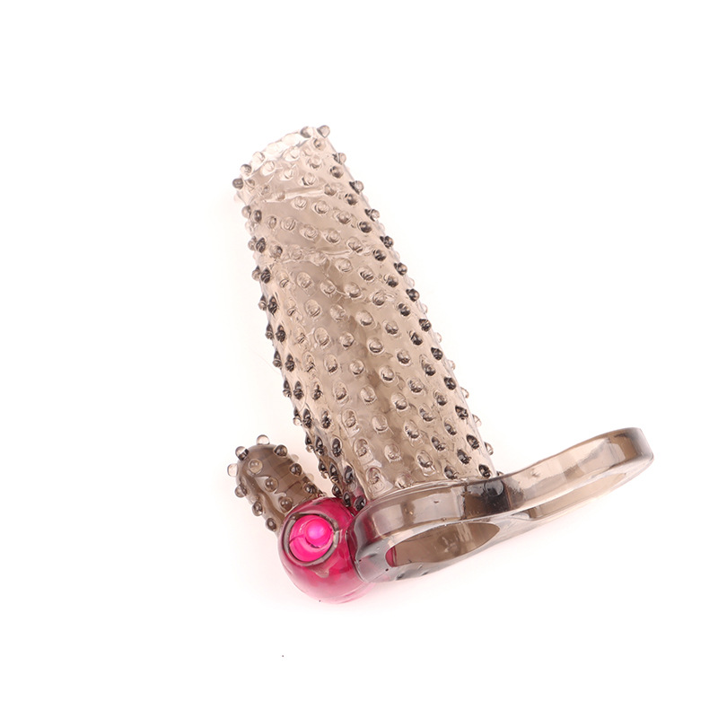 Vibrating Wolf Tooth Condom Sleeve, Spiked Textured TPE Ring, Transparent Non-Vibrating Variant — detail image 7