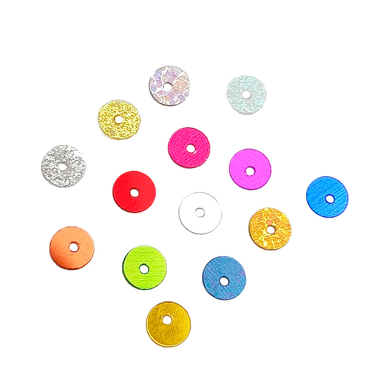 Yaluo PET lentejuelas 6MM ronda plana agujero medio DIY plata fondo multicolor de detección de Chuck de comercio exterior color mezclado PIN de fábrica