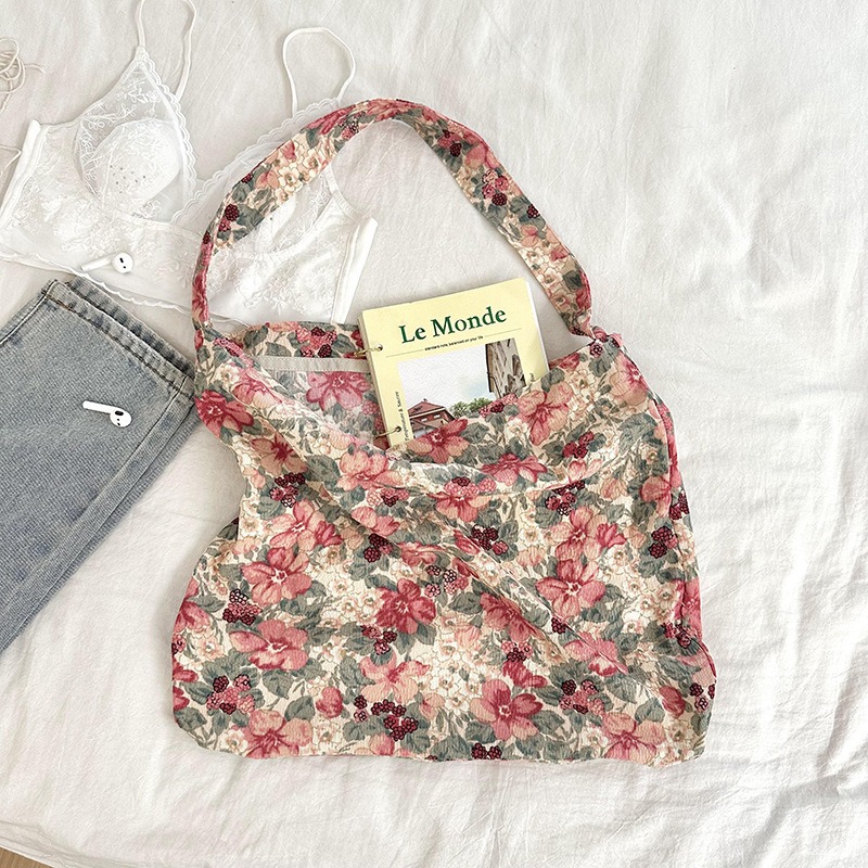Diseño nicho bolsas de lona para mujeres 2025 nueva gran capacidad coreana estampado de leopardo flor de hombro impresa bolsas de mujer