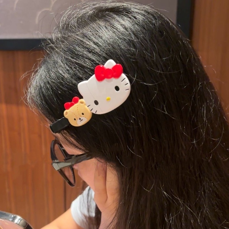 三丽鸥kitty与小熊发夹无痕夹长款刘海夹甜美少女心长款刘海夹|undefined