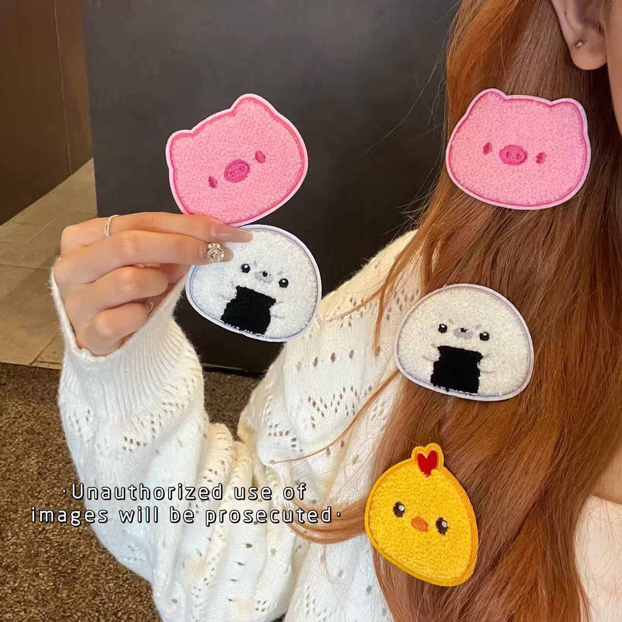 Cartoon Plush Animal Hairline Stickers, Cartoon Embroidery Patches, Computer Embroidery Labels, Plush DIY Accessories, Self-Adhesive Fabric Patches