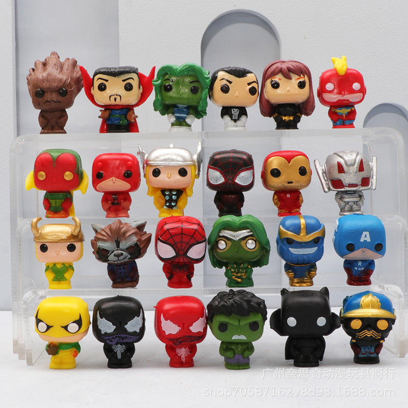 24 Q Version of the Alliance Mini Version Spider-Man Captain America Toy Model Gashapon Doll Hand-Made Ornaments