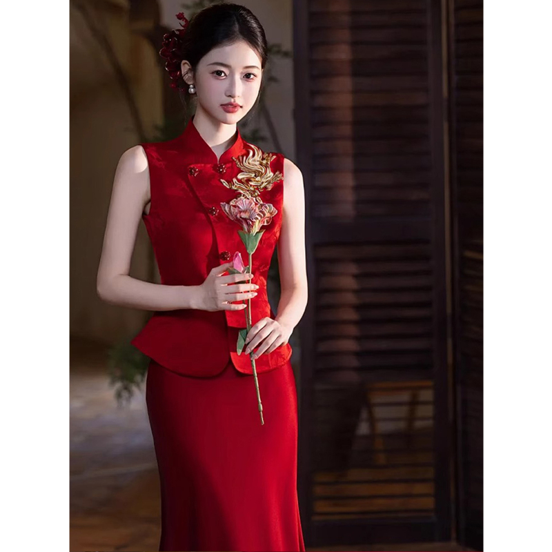 新中式敬酒服新娘订婚旗袍礼服高端绝美晨袍结婚回门服答谢宴便装|undefined
