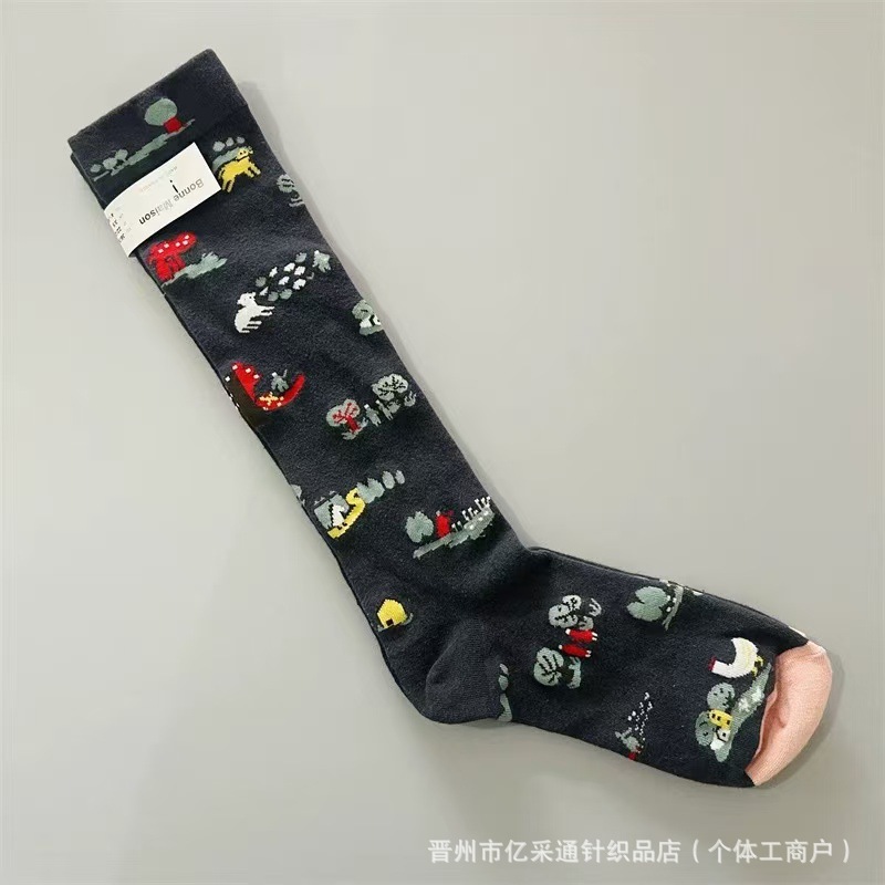 2025新款法国BM袜子女彩色油画文艺风长筒袜复古潮流小腿袜显瘦|undefined