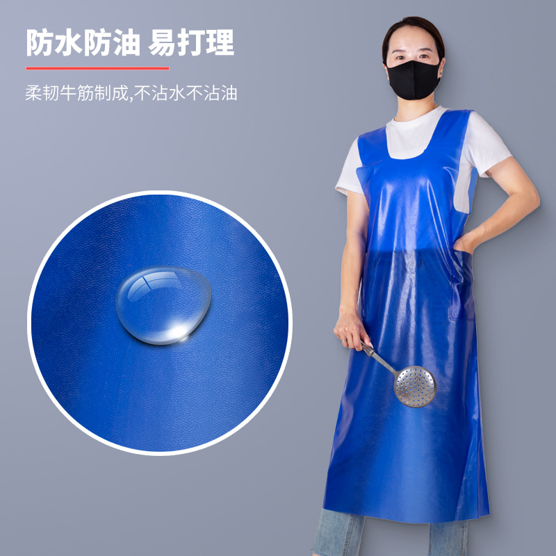 Personalizado chaleco de PVC tendón de vaca impermeable delantal de piel de aceite cocina espesa pescado trabajo especial abrigo de desgaste inverso