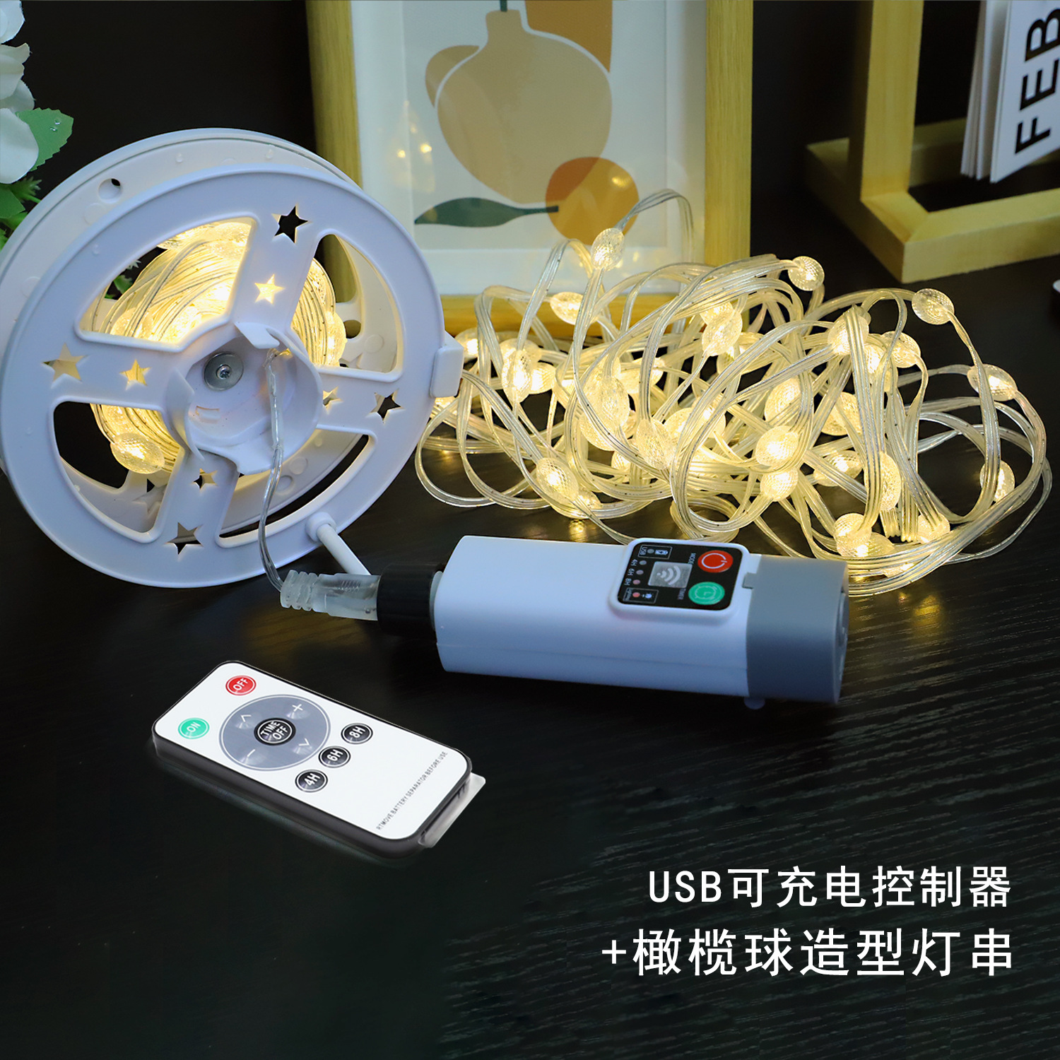 Luces de cadena para acampar al aire libre, batería de larga duración, controlador de fuente de alimentación recargable, luces de ambiente para decoración de tiendas de campaña, impermeables para exteriores