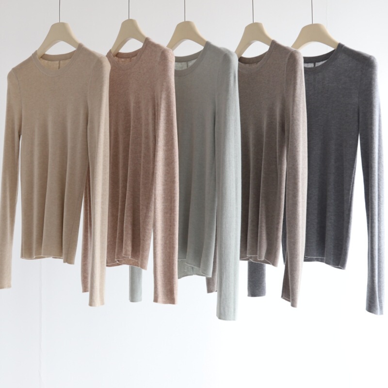 Fine Wool Simple Basic Long-sleeved Base Sweater Women's Autumn and Winter New Round Neck All-match Solid Color Sweater Top
