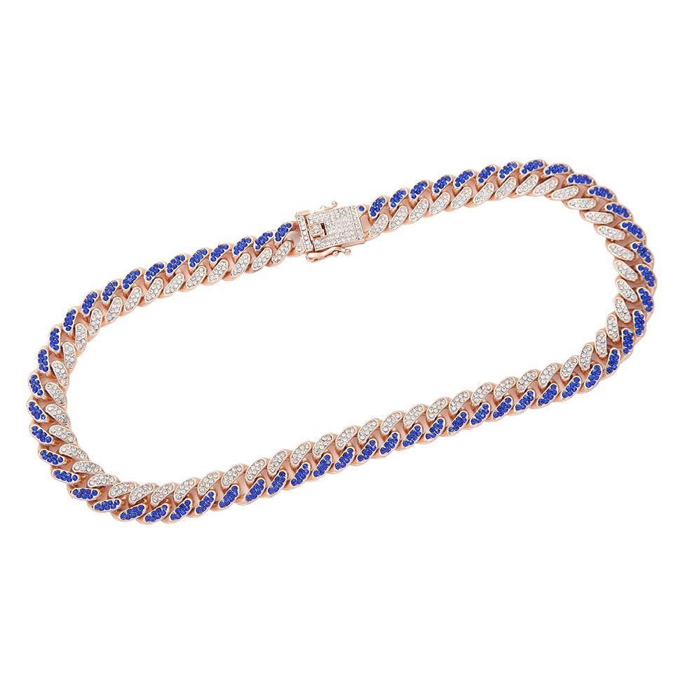 Collar cubano de aleación con diamantes, estilo hip-hop personalizado, de 13 mm, bicolor, el más vendido de Amazon, para hombre image 1