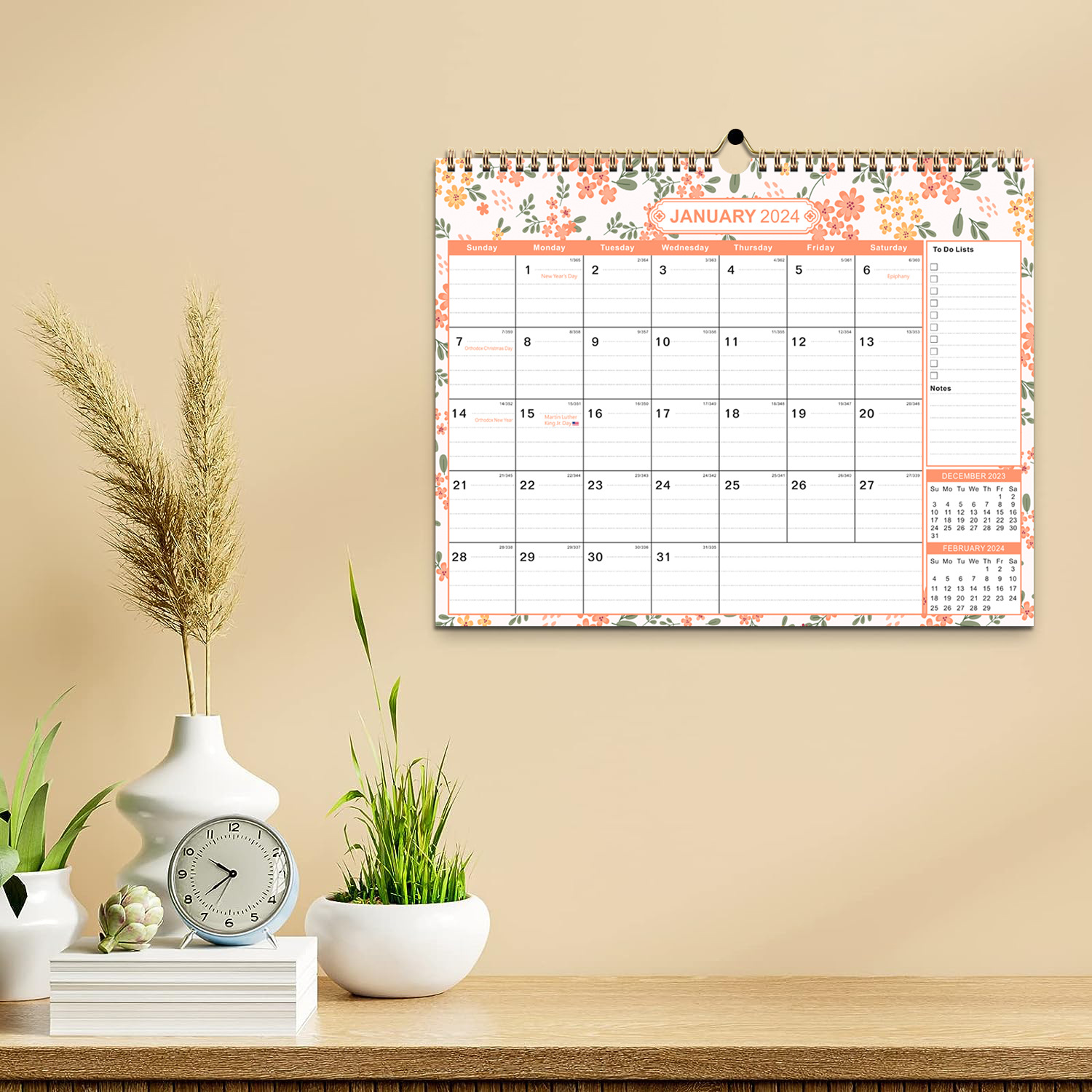 Cross-border e-commerce English wall calendar printing and production 2024 wall calendar countdown schedule notes European and American holiday calendar