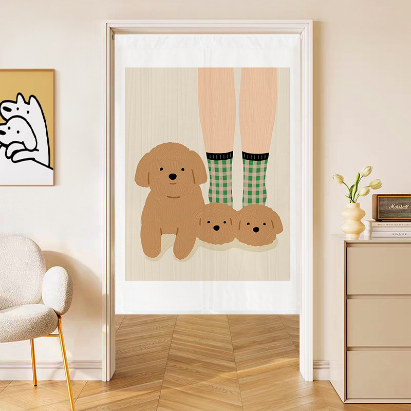 Cartoon Japanese-style Illustrator Home Staircase Children's Bedroom Study Fabric Door Curtain Classroom Kitchen regular Partition Curtain