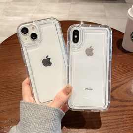 适用iphone15promax相框气囊手机壳苹果14透明13简约11防摔保护套