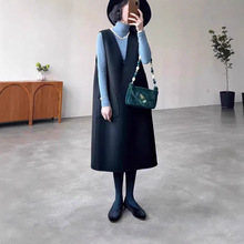 现货新款设计感小个子好搭双面毛呢背心裙女秋冬
