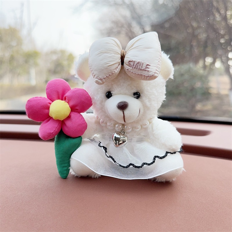 Creativo lindo cartón de dibujos animados peluche oso montado en la consola central decoraciones de automóviles accesorios de automóviles accesorios de automóviles para hombres y mujeres