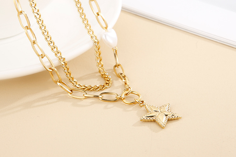 Wholesale Fashion Stainless Steel Star-shaped Double-layer Necklace Bracelet Suit Nihaojewelry display picture 10