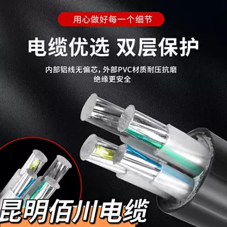 工厂直销国标铝芯电缆2芯电力工程电缆线批发一件代发