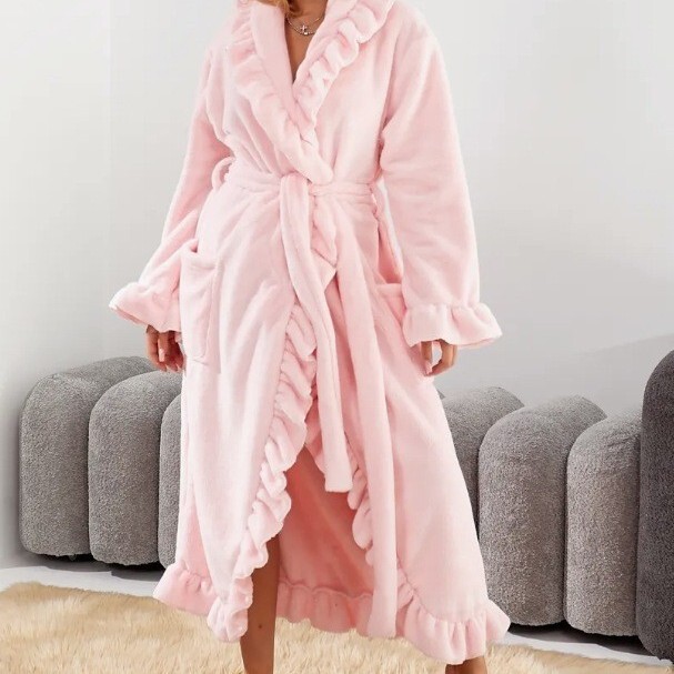 European and American Amazon Cross-Border Women's Long Warm Nightgown, Home Wear, Autumn and Winter Coral Velvet Thickened Bathrobe Nightgown European and American Amazon Cross-Border Women's Long Warm Nightgown, Home Wear, Autumn and Winter Coral Velvet Thickened Bathrobe Nightgown