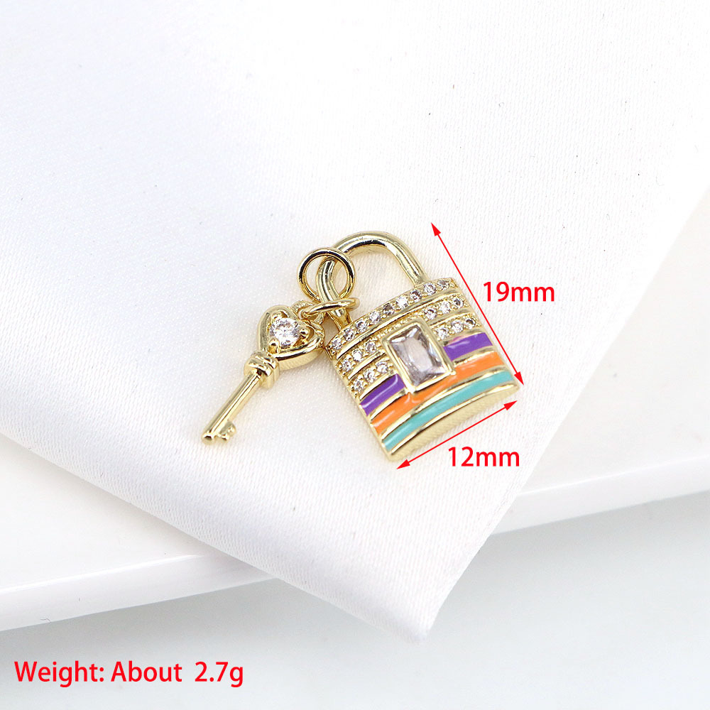 European And American Multicolor Dripping Oil Heart Lock Key Pendant Necklace display picture 1