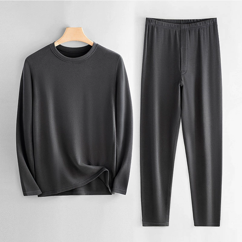 Woolen keep warm thermal underwear, antibacterial set, round collar