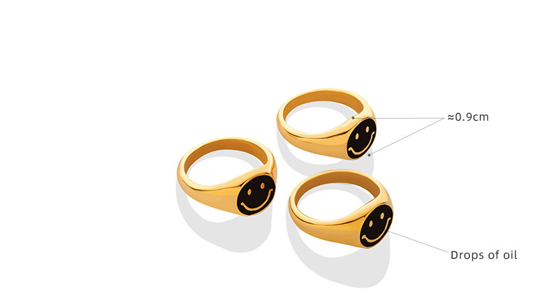 Fashion Smiley Face Titanium Steel Plating Metal Rings 1 Piece