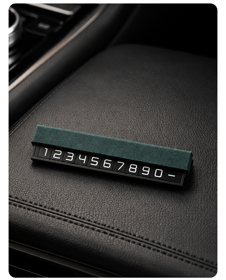 Creative Temporary Parking Number Plate for Cars, with Hidden Phone Number for Moving Vehicles, High-End Suede Alcantara