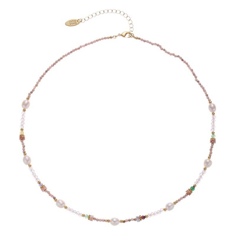 18K joyería chapada en oro de 18K europeo y americano de la moda de nicho suave temperamento Piedra Natural perla real ins collar de cuentas joyería para las mujeres