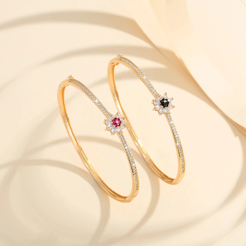 Brazalete de moda de cobre chapado en oro micropartículas de piedra de silicio transfronterizas temperamento brazalete de mujeres joyas exquisitas al por mayor
