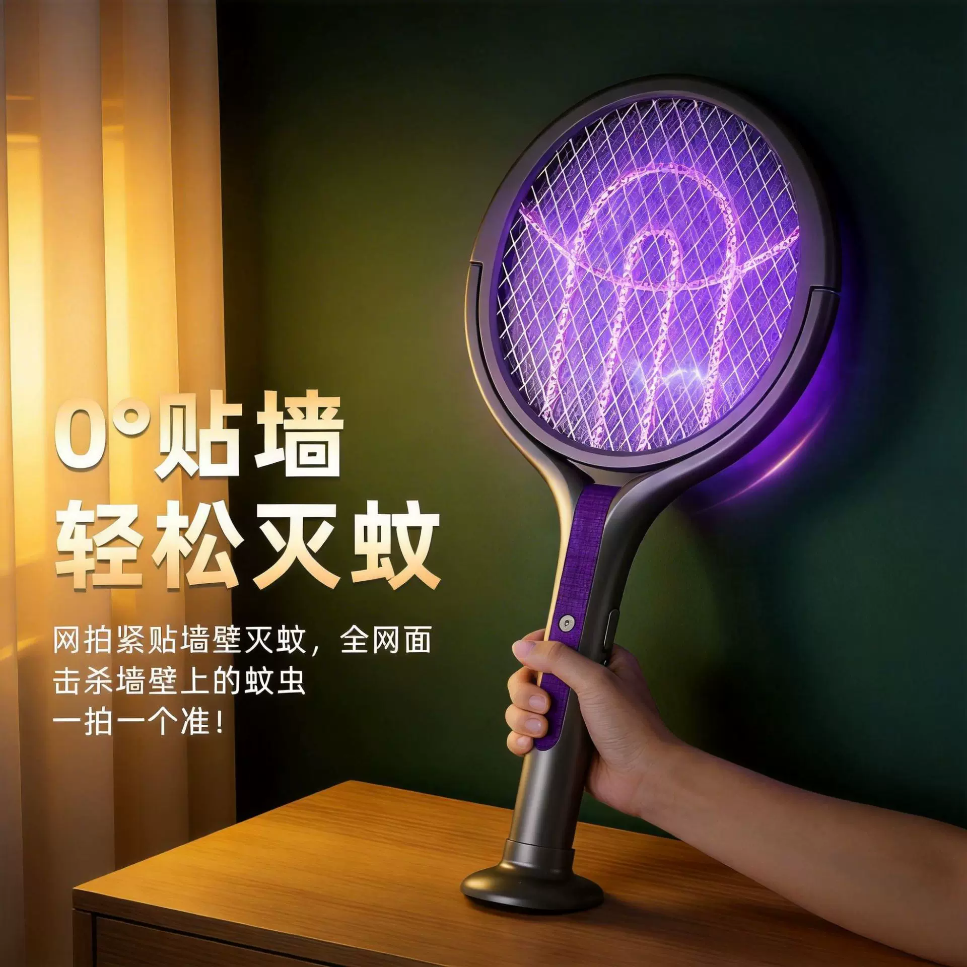 夏天可伸缩折叠灭蚊神器智能诱蚊灭蚊器家用户外便携式电蚊拍批发