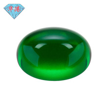 华港宝石 蛋形绿色玻璃裸石宝石 椭圆形平底素面批发弧面DIY主石