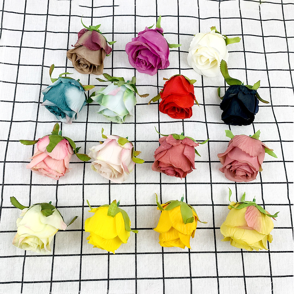 Simulated core-coated rose flowers 15-color oil painting rose head diy with flower wall background flower arrangement hand bouquet