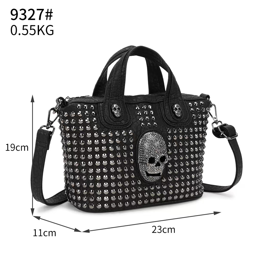 【铆钉骷髅】2024欧美时尚休闲包包个性骷髅头单肩斜挎包大容量