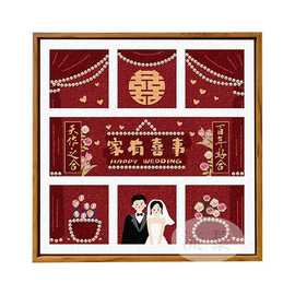 结新婚DIY数字油画订婚手工填充色石英砂肌理礼物丙烯装饰画