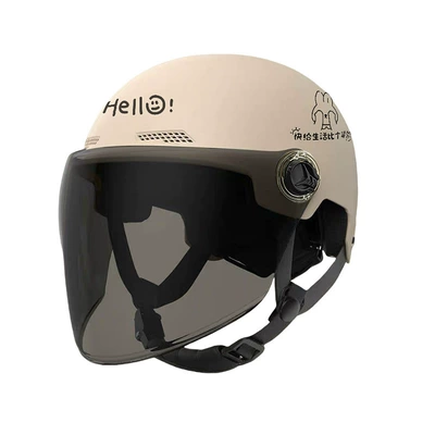 Sun-Proof Half Helmet for Men and Motosiklet kaskı (dəbilqə) - 3c-certification-spring-and-summer-lucky-rabbit-light-apricot-long-tea-one-size-fits-all