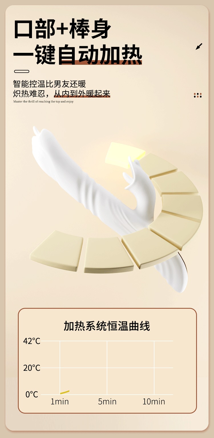 Jiuai Telescopic Warming Vibrating Massager for Women, Silicone, White — detail image 27