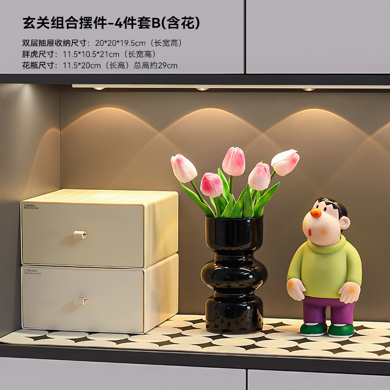 轻奢入户新居鞋柜电视感玄关高级软装礼品乔迁摆件家居装饰收纳盒|undefined