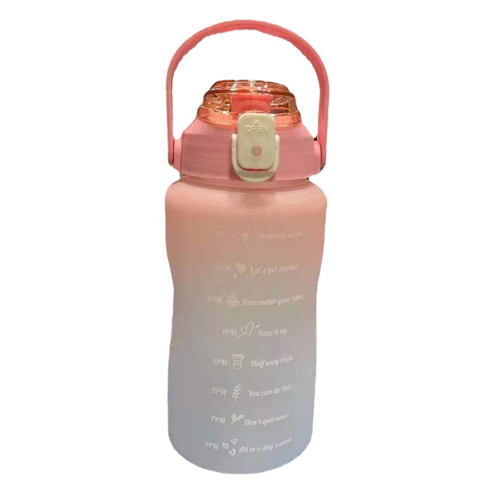 Nuevo transfronterizo Amazon gradiente de color de gran capacidad de la taza de agua rebote taza de paja de plástico esmerilado deportes al aire libre hervidor de agua