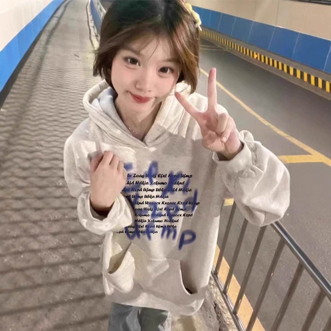 가을과 겨울 후드 기모 두꺼운 스웨터 여성의 2024 새로운 폭발 무거운면 실버 여우 벨벳 그레이 아메리칸 루즈